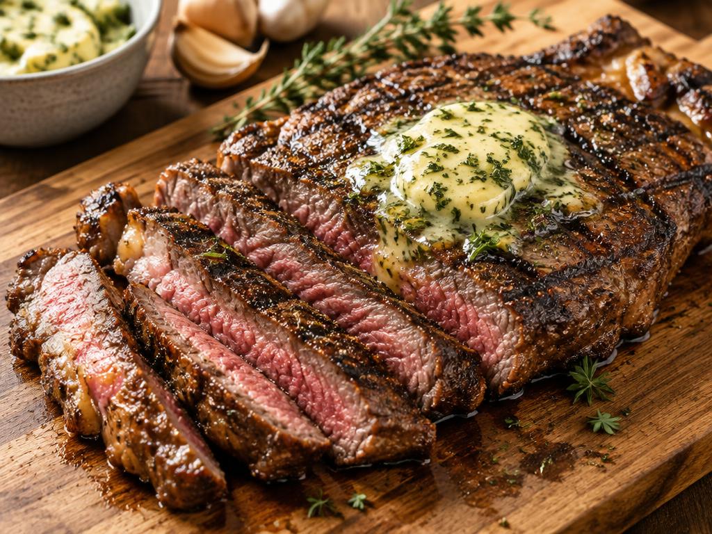 Classic Barbecued Ribeye with Garlic-Herb Butter