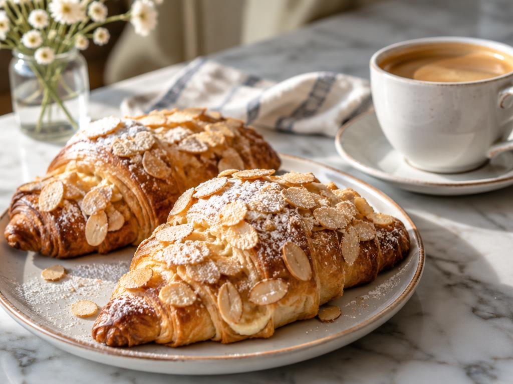 French Almond Croissants with Golden Flaked Almonds