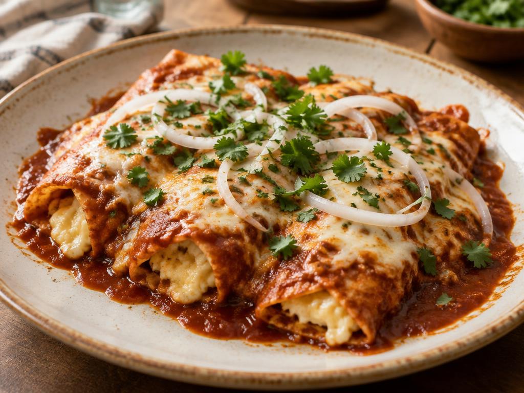 Classic Cheese Enchiladas with Red Chile Sauce