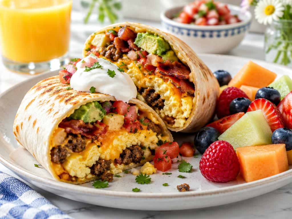 Farm-Fresh Breakfast Burrito with Fruit