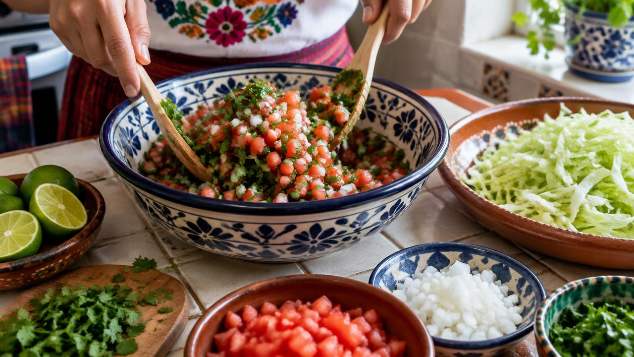 Make pico de gallo for Farm-Fresh Breakfast Burrito with Fruit