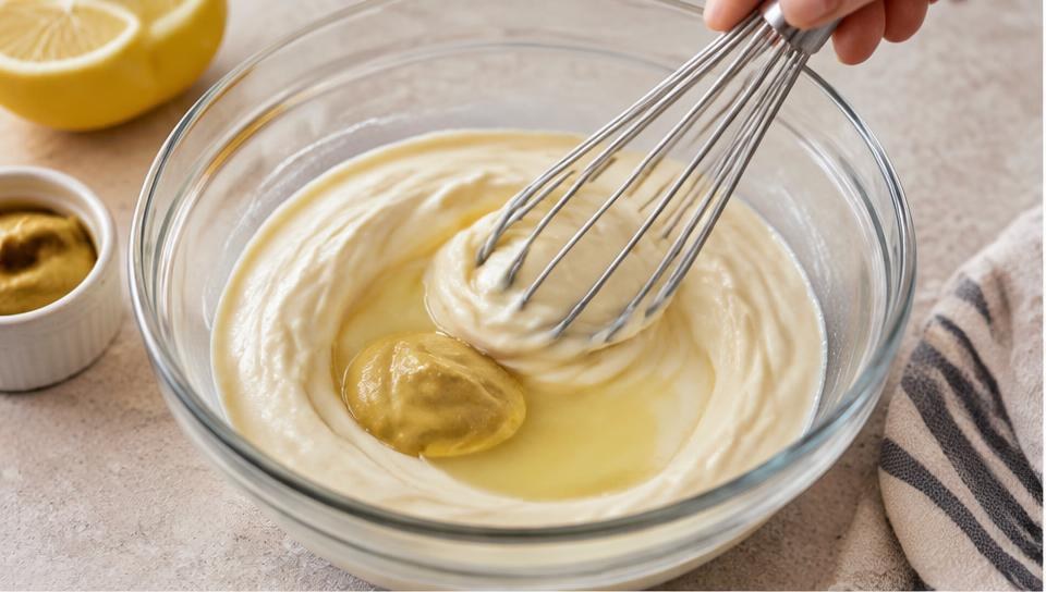 Make the dressing for Mini Chicken Salad Croissants